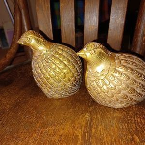 Brass quail bookends